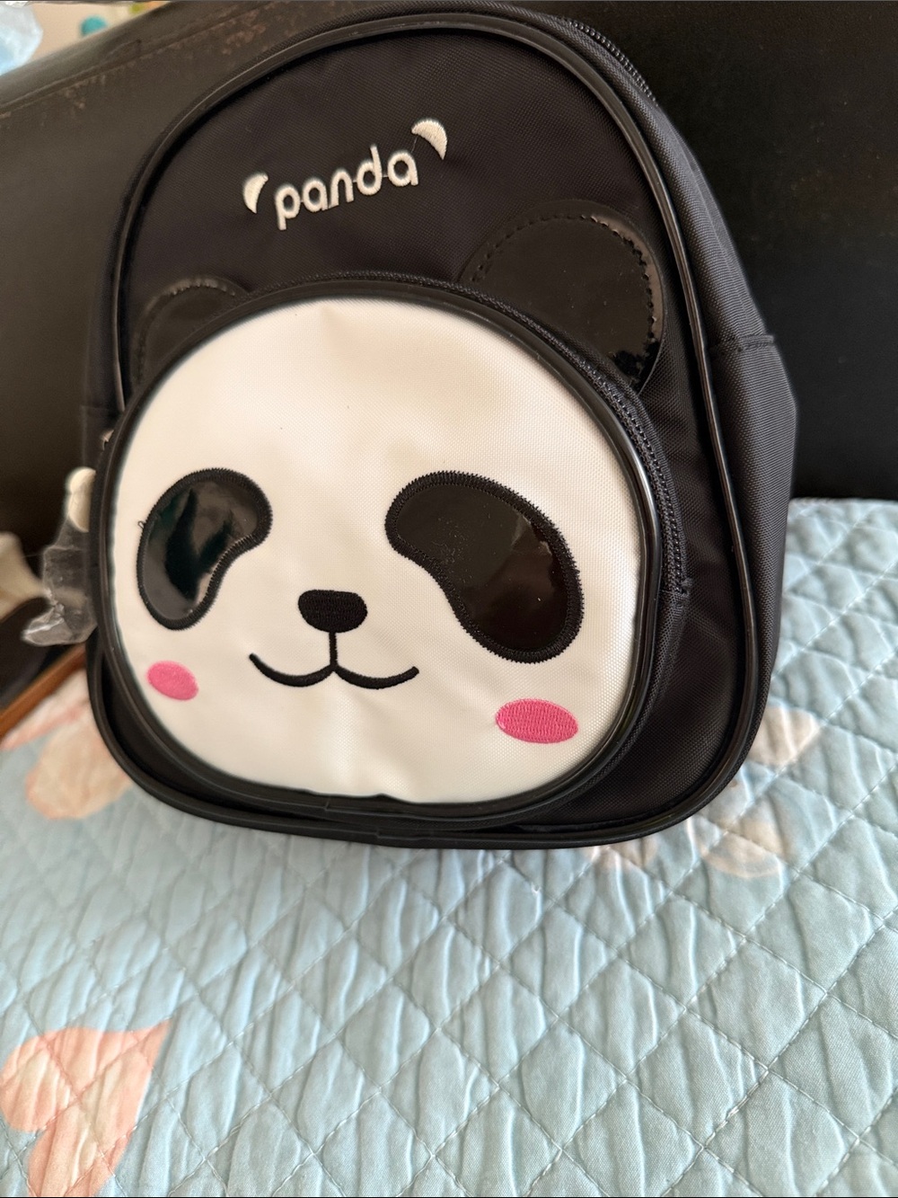 Cute Panda Black Mini Backpack with Panda Zipper Pulls New